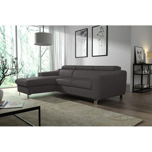 Alford Faux Leather Corner Sofa with Sleeping Function and Storage