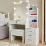 Azore Modern Dressing Table with LED Bulb Mirror