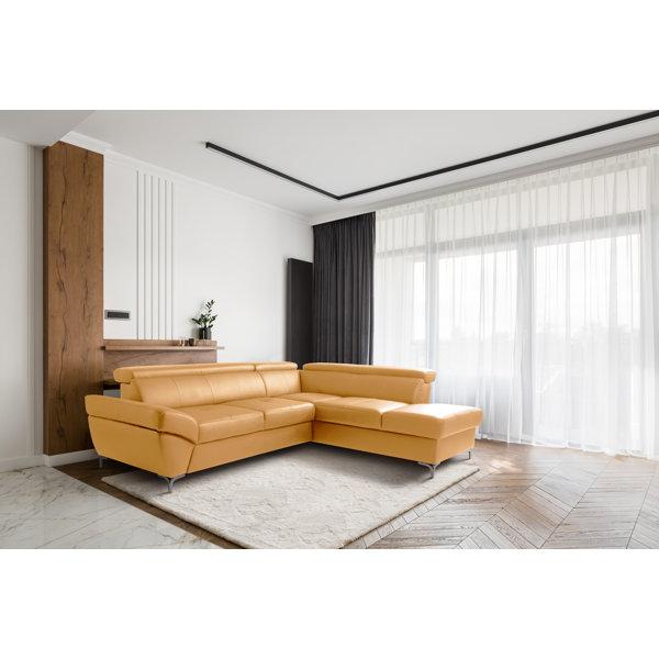 CAPRI Genuine Leather Corner Sofa with Pull Out Bed