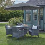 Dubose Round Dining Set with Cushions and Umbrella