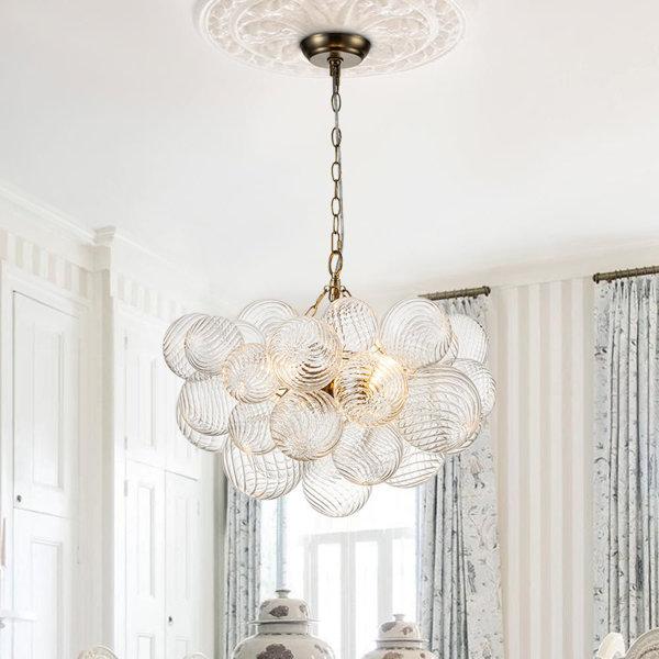 Mahood Light Twisted Ribbed Glass Bubble Globe Chandelier