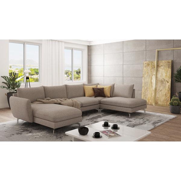 Modern U-Shape Sharece Corner Sofa with Silver Metal Legs