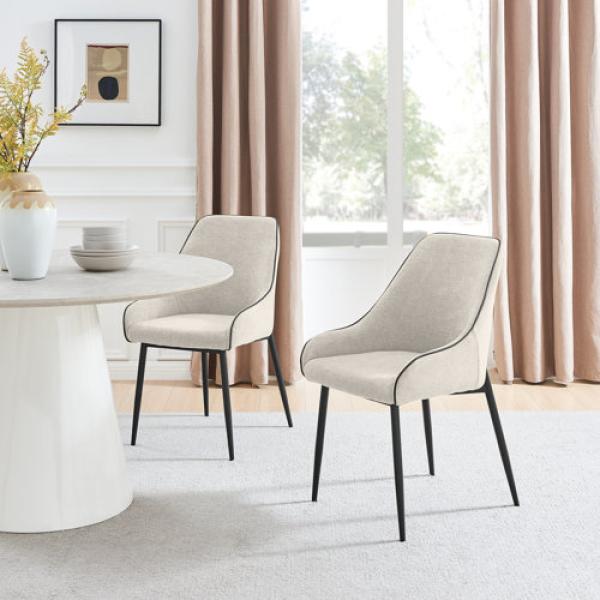 Ophelia Luxury Fabric Upholstered Dining Chair with Metal Legs