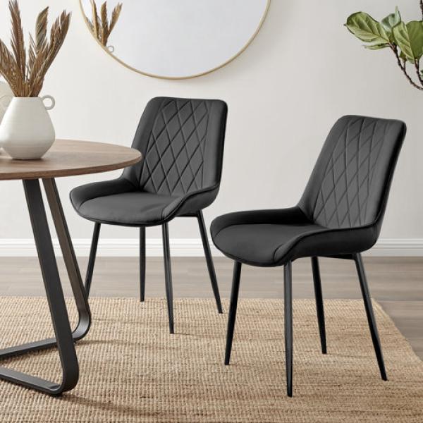Palermo Velvet Modern Dining Chairs with Tapered Metal Legs (Set of 2)