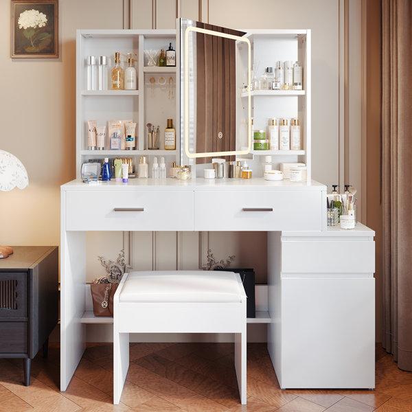 Rorrison White Dressing Table with Jewelry Cabinet