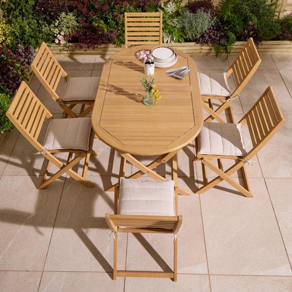 Rowlinson Ashdown Folding Oval Dining Set with Cushions