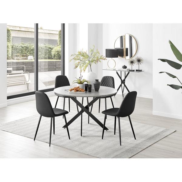 Tierra Modern Chrome & Glass Round Dining Table Set