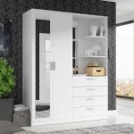 White Wardrobe with Shelves and Clothes Rail